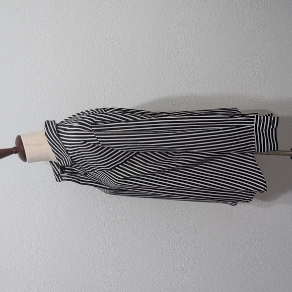 NWT Notations Black And White Striped Long Sleeve Button Down Blouse Size Large - Picture 5 of 12